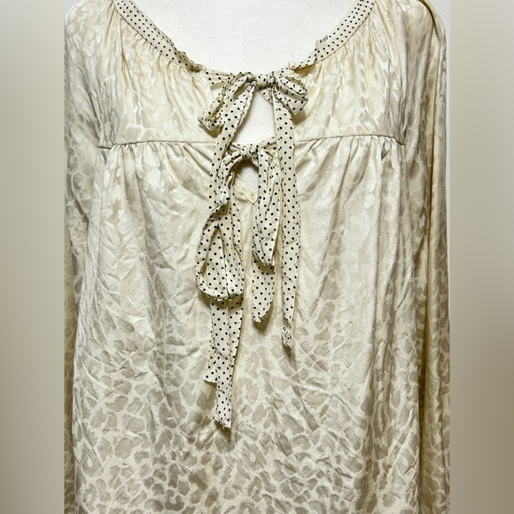 Rebecca Taylor 100% Silk Double Bow Tie Leopard and Polka Dot Blouse - Picture 2 of 7